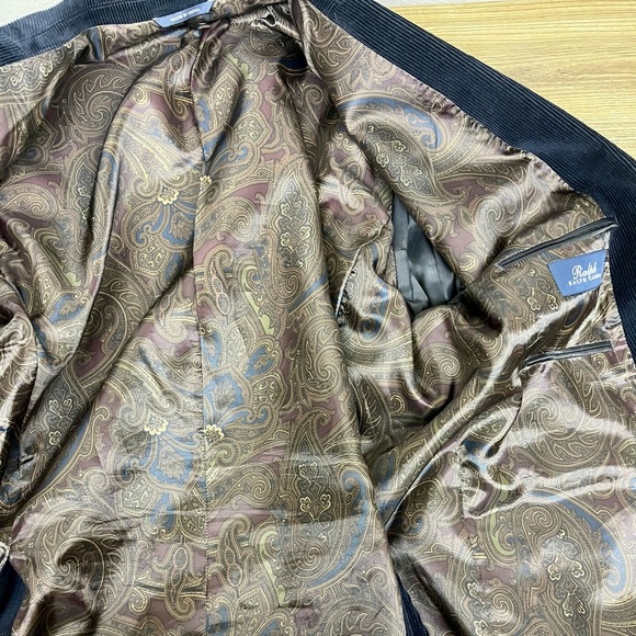 Lauren Ralph Lauren Two-Button Black
Corduroy Mens Blazer Suede Elbow Patch 46L - Picture 3 of 12